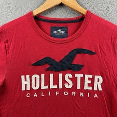 Hollister Shirt Mens Medium Red Beach Surf Outdoor Y2K Preppy Embroidered Logo