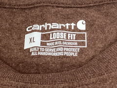 Carhartt K231 Long Sleeve Crew T Shirt Men XL Loose Fit Spellout Logo Brown K231