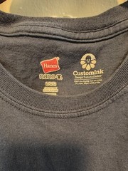 Hanes Nano-T Men’s Navy Blue Graphic Pocket T-Shirt Cotton Knit Size L
