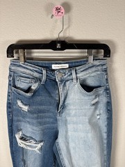 Flying Monkey Womens Distressed Two Tone Split Skinny Jeans Size 26 Ripped