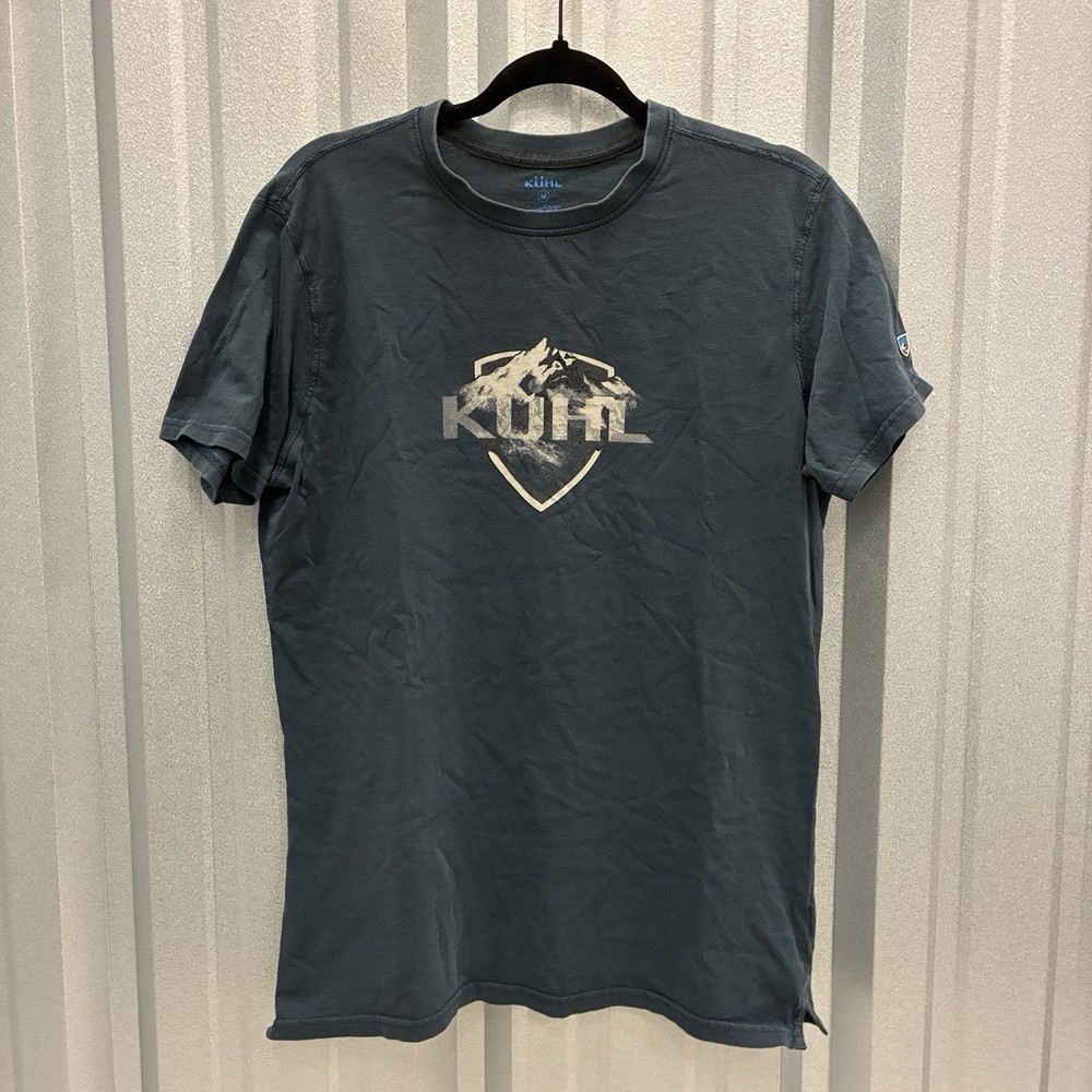 Kuhl Wildfibre Organic Cotton Graphic T-Shirt Mens M Logo Mountain Blue