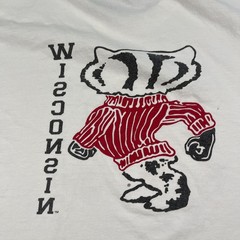 Vintage 90s University of Wisconsin Badger Shirt 2XL 26×28 White