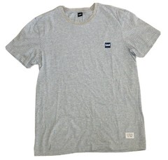 Lee Jeans Original Men’s T-Shirt Size Large Grey Striped With Patch Logo Casual