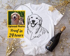 Custom Dog Portrait Photo Comfort Tee Personalized Pet Memorial Gift