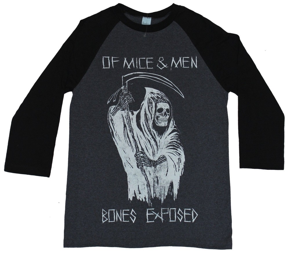 Of Mice and Men Mens T-Shirt – Bones Exposed Reaper and Scythe Image