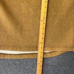 LL Bean Mens Waffle Knit Henley Shirt Mustard Yellow Fleece Lined 298100 Medium