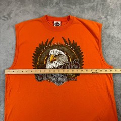 VTG Harley Davidson Tank Shirt Mens XL Orange Sleveless Sturgis Motorcycle USA