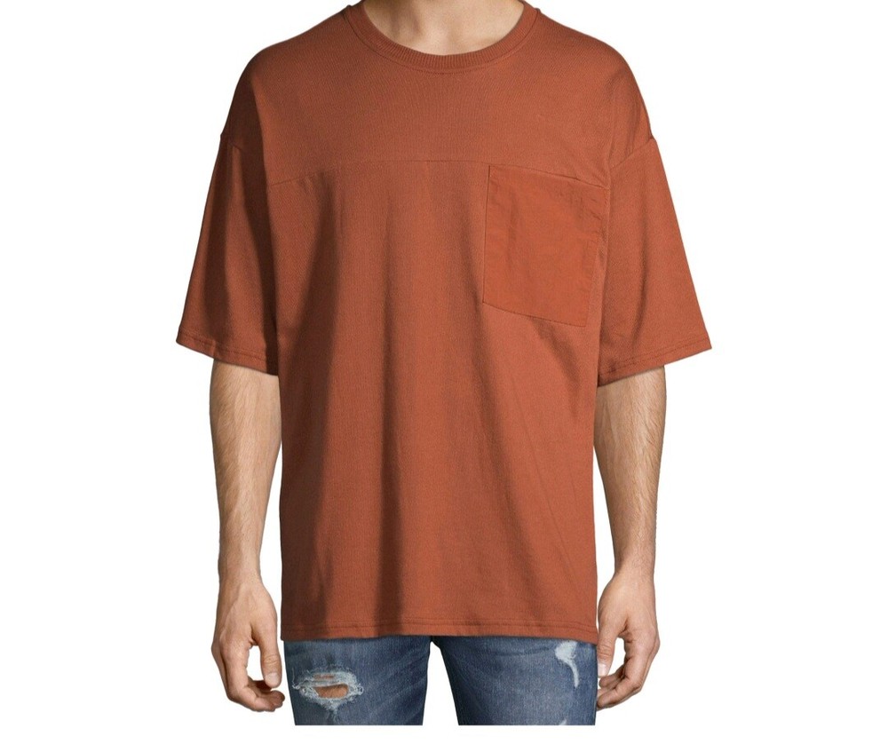 No Boundaries Men’s Short Sleeves Pocket Tee sz Small Rust Orange Crew Neck NWT