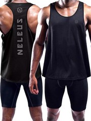 NELEUS ‘Dry Fit Logo Muscle’ Mesh Tank Top Men’s L Gym Workout Exercise Blk NEW!
