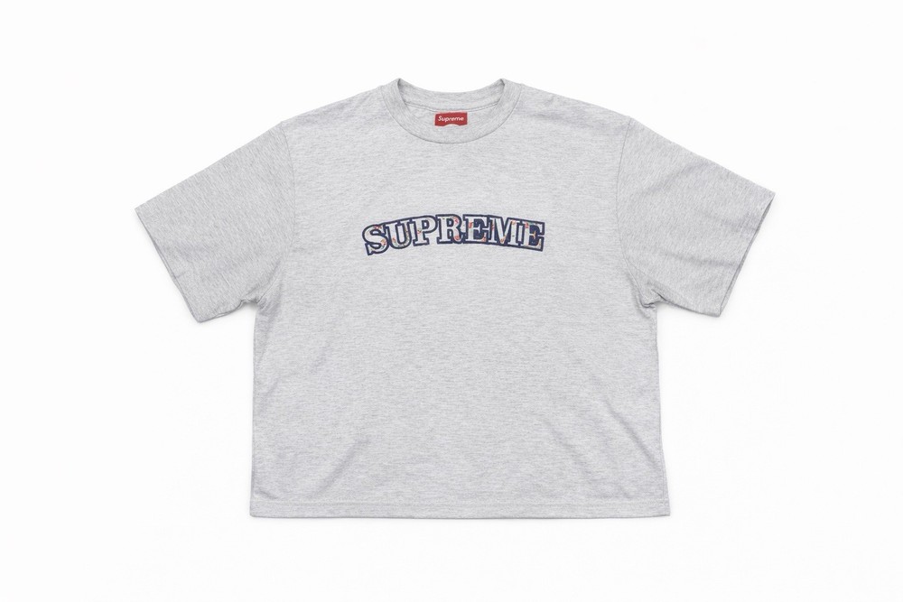 Vintage Supreme Cropped Floral Arc Logo T Shirt Ash Gray Men’s Medium