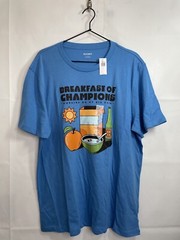 Old Navy Men’s Large Graphic Working On My Six Pack Blue Short Sleeve T- Shirt