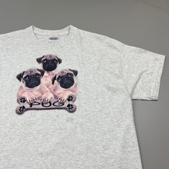 Hanes T Shirt Mens XL Gray Pug Puppy Dog Graphic Vintage Heavyweight 50/50