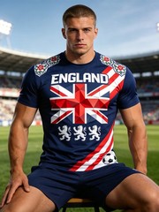 Three Lions Football England Shirt Quick Dry Breathable Sport Graphic Tee Men