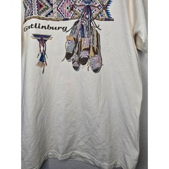 Vintage Gatlinburg Shirt Tribal Native Art Outdoor Elk Graphic Cream L Tee