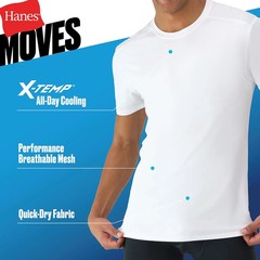 Hanes Mens Moves Mesh T-Shirt X-Temp Moisture Wicking Performance Tee