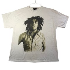 Zion Rootswear Bob Marley Graphic T-Shirt White 1X Reggae Portrait 2003 Vintage