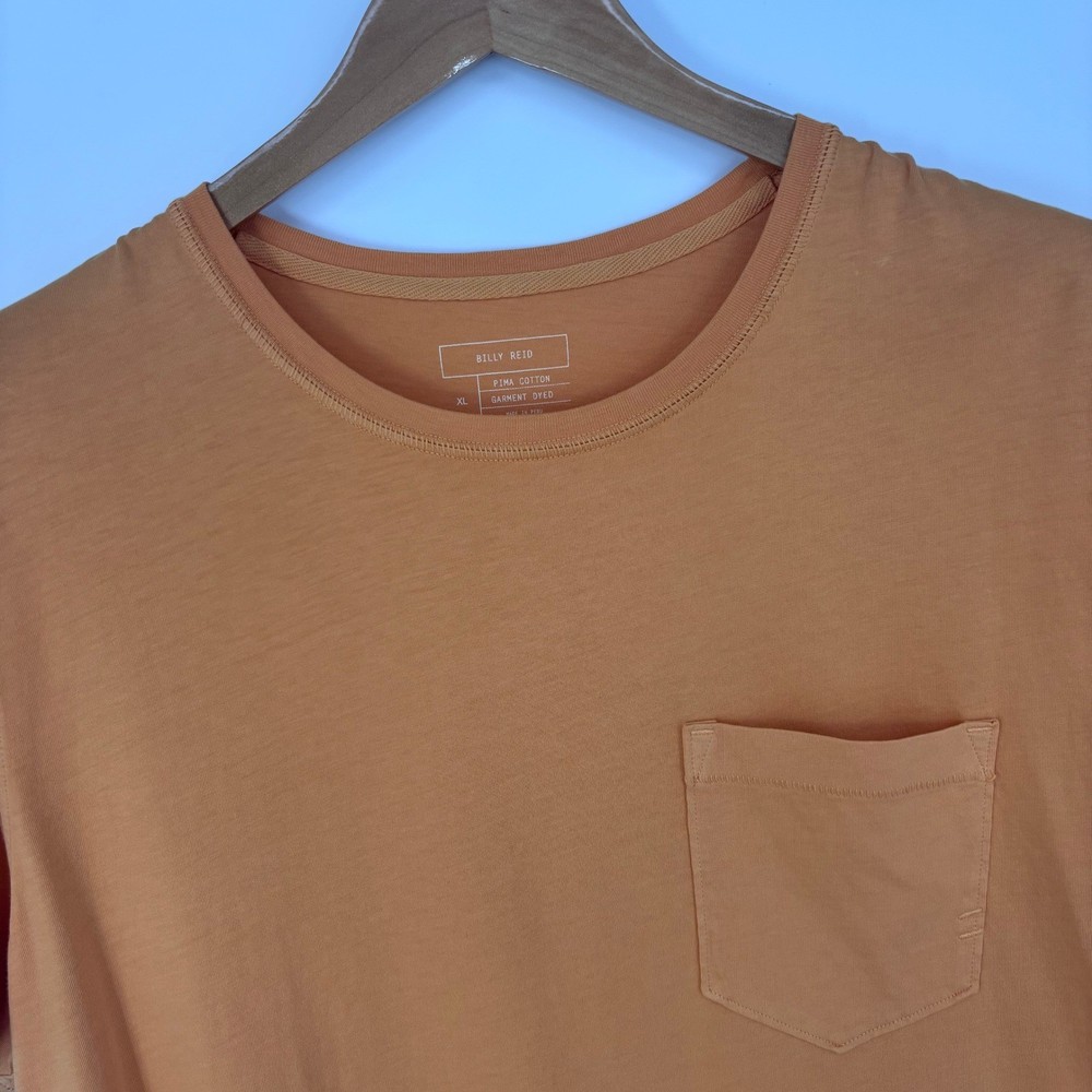 Billy Reid Pocket T Shirt Mens XL Orange Pima Cotton Garment Dyed Earth Tone