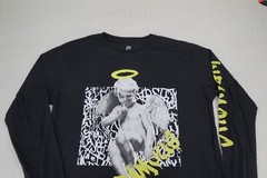 Faded Black Infamous Shirt Mens Large Black Long Sleeve Angel Cherub Halo Cupid