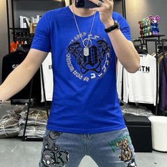 New Fashion Hot Diamond Trend Rhinestones Summer Short Sleeve Luxury Men T-Shirt