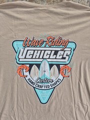 WRV Wave Riding Vehicles T-shirt Men 3XL Beige Short Sleeve Surfboard Theme NWOT