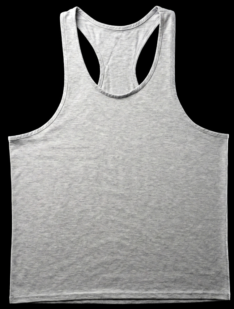 MEN’S TANK TOP: Gray Stringer Racerback Gym Workout Bodybuilding Shirt SMALL S