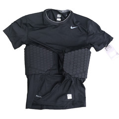 NWT NIKE PRO Men Large Black Compression Base Layer w/ Ribs and Back Padding