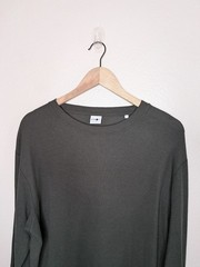 No Nationality NN07 Clive Long Sleeve Dark Gray Waffle Knit Shirt Size Large