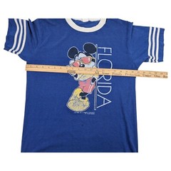 Mickey Mouse Disney Florida Ringer Graphic Tee Shirt Vintage 70s Retro Adult M/L
