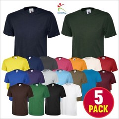 5 PACK Short Sleeve T-SHIRT Blank 100% Cotton Round Neck Plain Casual TEE SHIRT