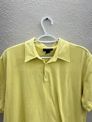 Mens Express Shirt Size Large Solid Yellow Short Sleeve Polo