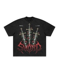 Sword Rose Gothic Graphic T Shirt Vintage Streetwear Tee Unisex