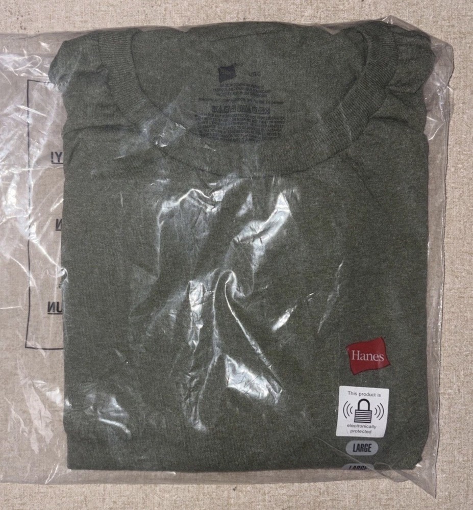 Hanes Unisex Ecosmart T Shirt Casual Heather Green Plain T-Shirt – Large