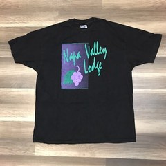 Vintage 90s Napa Valley Lodge Grape Wine Puff Print T-Shirt Made In USA Size XL