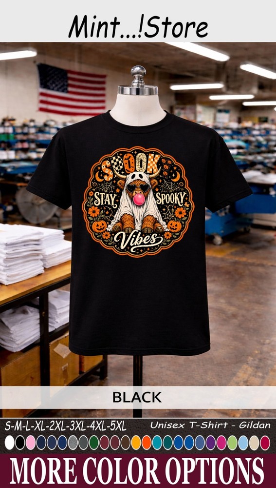 Spooky Cow Halloween Shirt, Stay Spooky Vibes Ghost Cow Tee