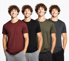 4 Pack Mens Premium Crewneck T Shirts Multi Color Polyester Blend Athletic Tees