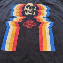 Harley Davidson Shirt Mens Medium Black Savannah Georgia Face Skull Double Sided