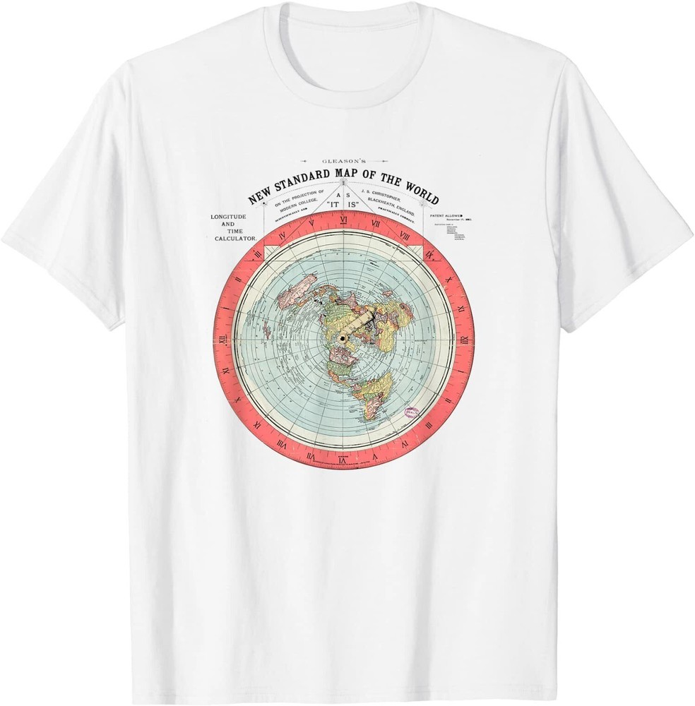 NEW LIMITED Flat Earth Theory World Map Shirts Funny Conspiracy Theory Tee S-3XL