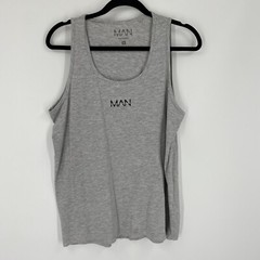 Man BooHoo Men Men’s Scoop Neck Gray Sleeveless Shirt size M