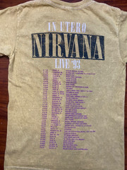 NIRVANA In Utero Live 93 Tour Dates & Art Grunge Tee Acid Wash Yellow SZ S-NWOT