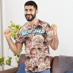 Funny All Over Faces T Shirt For Dad Personalised Photo Gift Men Xmas