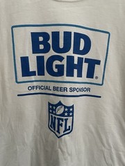 Bud Light Official Beer Sponsor Of The NFL Men’s White T-Shirt New Size Large