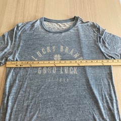 Lucky Brand T-Shirt Mens M Gray Venice Burnout Graphic Tee Good Luck Distressed