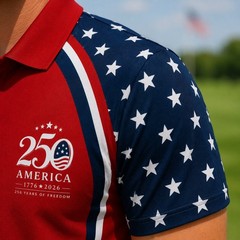 USA 250th Anniversary Golf Polo Shirt 1776-2026 American Flag Patriotic (S-5XL)
