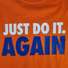 Nike Just Do It Again Men’s XL Orange Long Sleeve T-Shirt Ribbed Cuffs NWOT Flaw