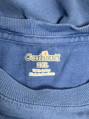 Carhartt Mens Size 2XL Blue Cotton Workwear Pocket T-Shirt K87 Stained