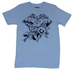 Marvel Comics Mens T-Shirt – Charging 90’s Era Single Color sketch Image