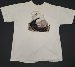 Vintage 90’s Bald Eagle Silhouette T-Shirt Men’s Large Jerzees 50/50 White