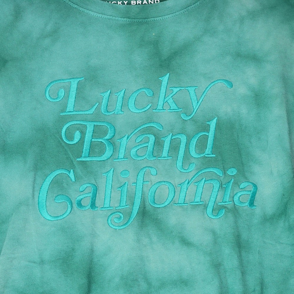 Lucky Brand TIE DYE SHIRT Mens Extra Large XL GREEN Casual Embroidered NWT