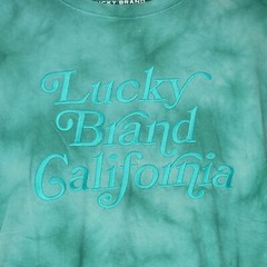 Lucky Brand TIE DYE SHIRT Mens Extra Large XL GREEN Casual Embroidered NWT