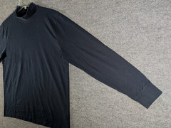 LL Bean Mock Neck Shirt Mens Large Navy Long Sleeve Tee 100% Cotton 508112